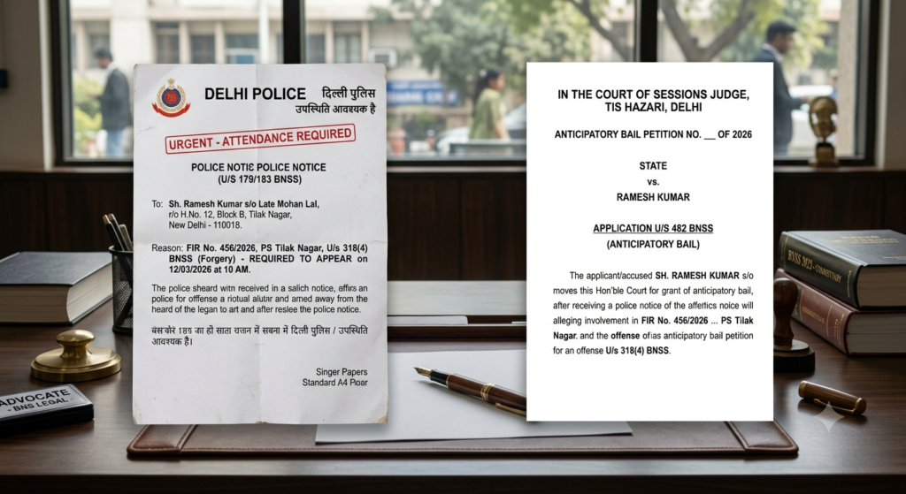 Anticipatory bail petition filed after receiving police notice under BNSS
