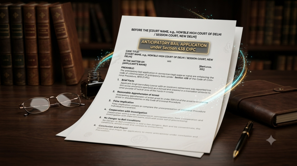 Section 438 CrPC legal document for anticipatory bail application