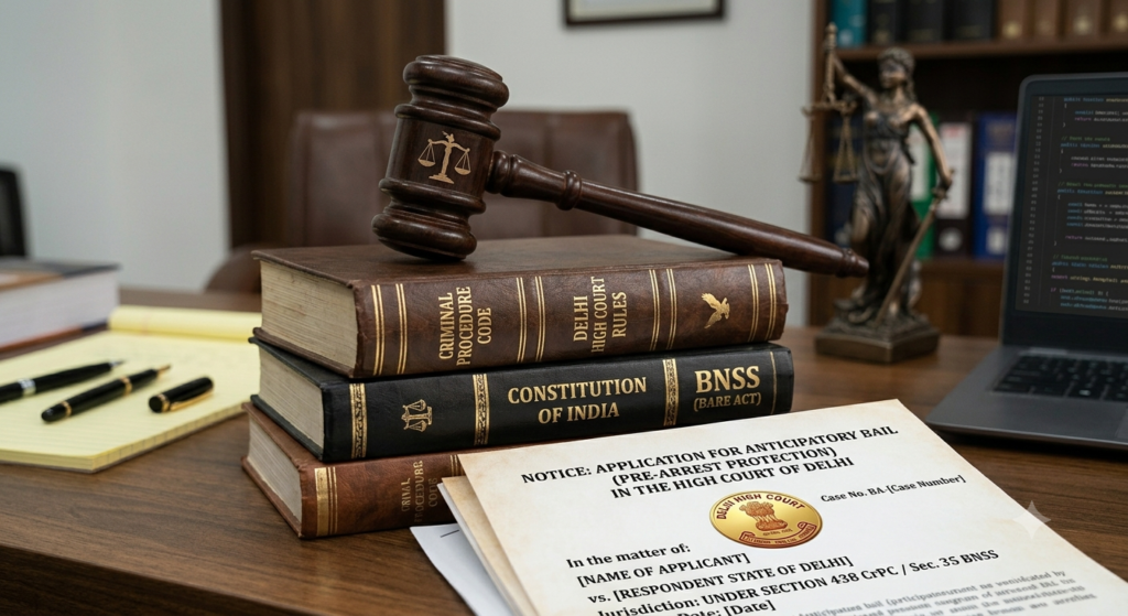 Anticipatory bail application documents for Delhi High Court pre-arrest protection