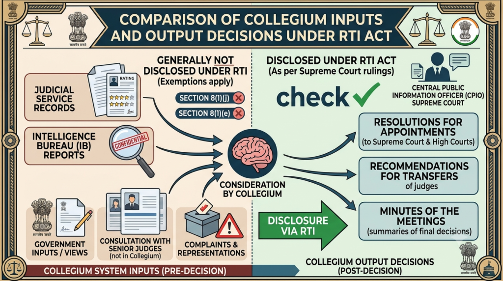 Comparison of Collegium inputs and output decisions under RTI Act