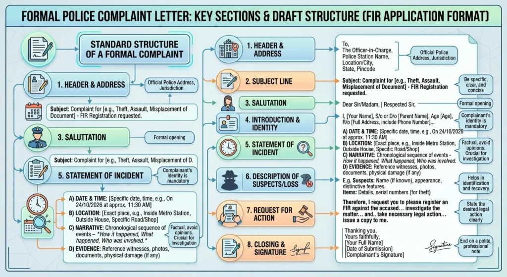 Diagram illustrating how to write an FIR application format and draft structure