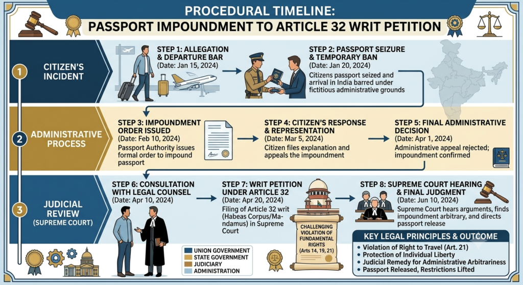Timeline of events in Maneka Gandhi v Union of India case