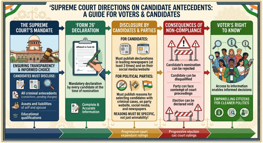 Infographic detailing Supreme Court electoral directions on candidate antecedents